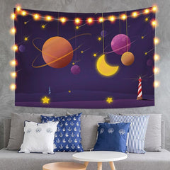 Lofaris Planet And Star Galaxy Cartoon Moon Custom Tapestry