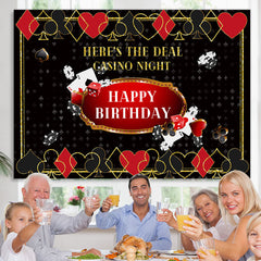 Lofaris Playing Cards Happy Birthday Black Themed Backdrop for Men