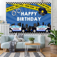 Lofaris Police Car And High Builddings Boys Birthday Backdrop