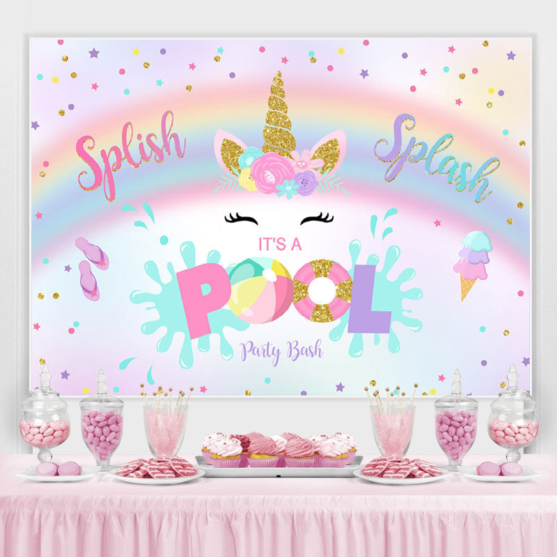 Lofaris Pool Party Backdrop Summer Unicorn Photography