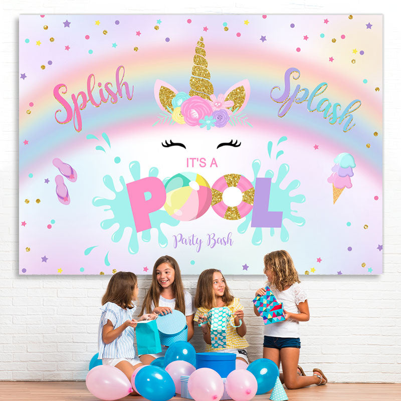 Lofaris Pool Party Backdrop Summer Unicorn Photography