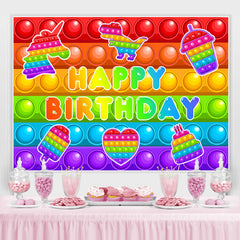 Lofaris Pop It Colorful Lovely Dessert Happy Birthday Backdrop