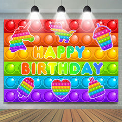 Lofaris Pop It Colorful Lovely Dessert Happy Birthday Backdrop