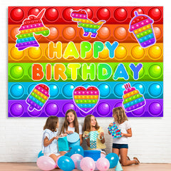 Lofaris Pop It Colorful Lovely Dessert Happy Birthday Backdrop