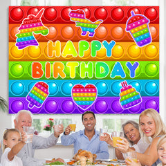 Lofaris Pop It Colorful Lovely Dessert Happy Birthday Backdrop