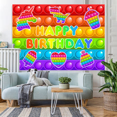 Lofaris Pop It Colorful Lovely Dessert Happy Birthday Backdrop
