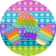 Lofaris Pop It Drink And Ice Cream Unicorn Round Backdrop Kit