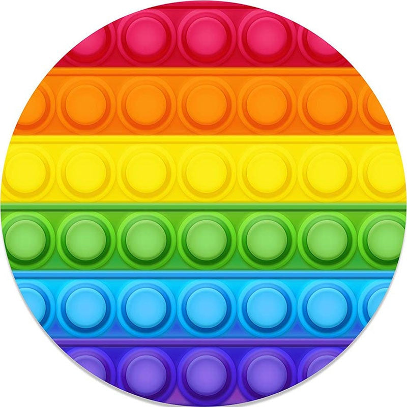 Lofaris Pop It Rainbow Colored Birthday Party Round Backdrops