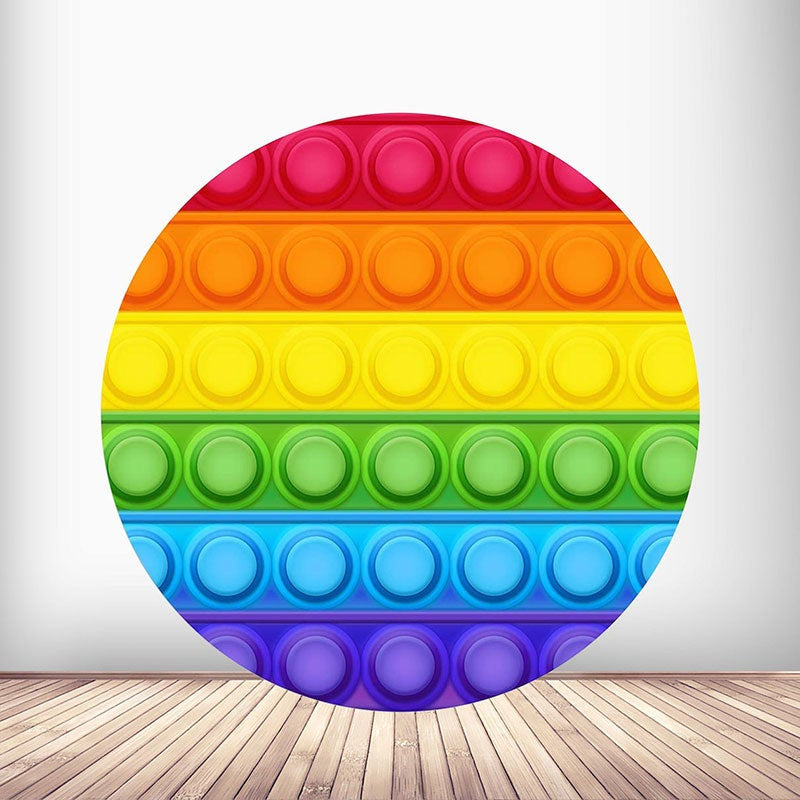 Lofaris Pop It Rainbow Colored Birthday Party Round Backdrops