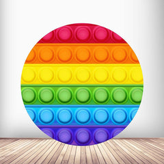 Lofaris Pop It Rainbow Colored Birthday Party Round Backdrops
