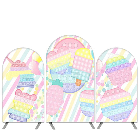 Lofaris Pop It Theme Sweet Pink Birthday Party Arch Backdrop Kit