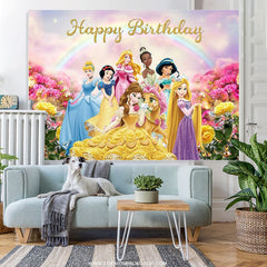 Lofaris Princess Colorful Rainbow Flowers Birthday Backdrop