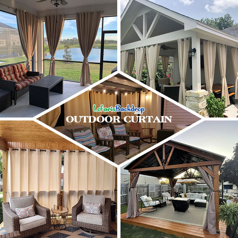 Lofaris Privacy Sun Blocking Pergola Waterproof Grommet Top Outdoor Curtains for Front Porch