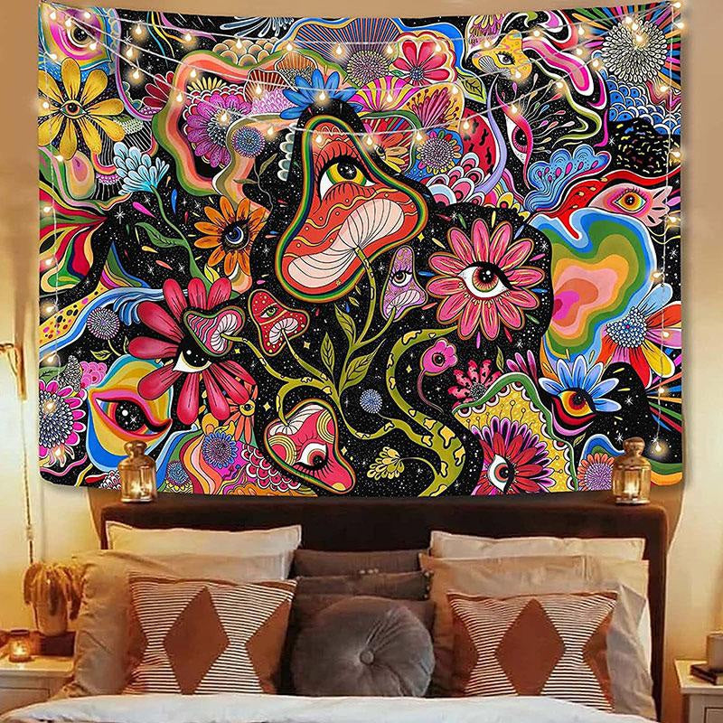 Lofaris Psychedelic Flower Eyes Abstract Cartoon Wall Tapestry