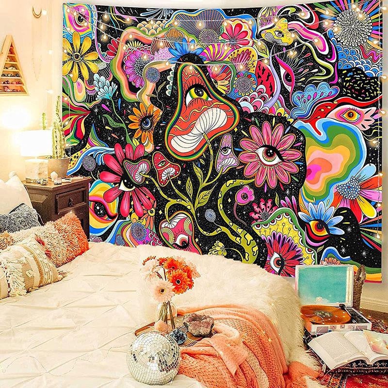 Lofaris Psychedelic Flower Eyes Abstract Cartoon Wall Tapestry