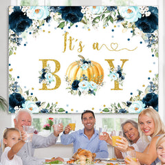 Lofaris Pumpkin And Flowers Baby Shower Backdrop For Boy