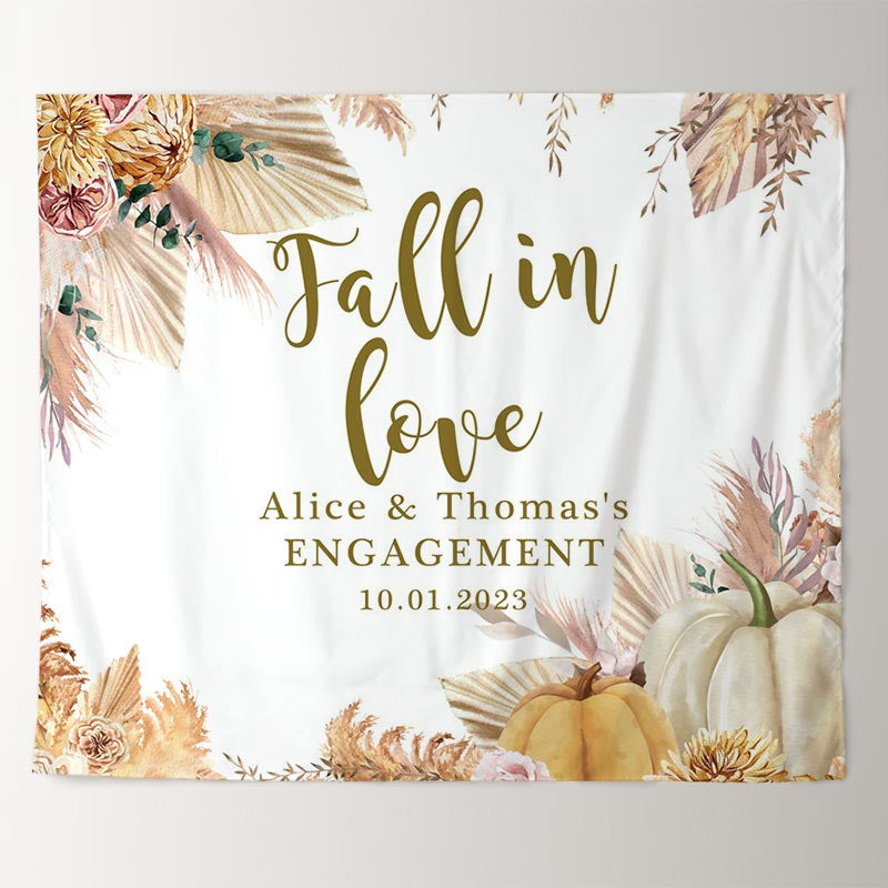 Lofaris Pumpkin Fall In Love Autumn Bridal Shower Backdrop