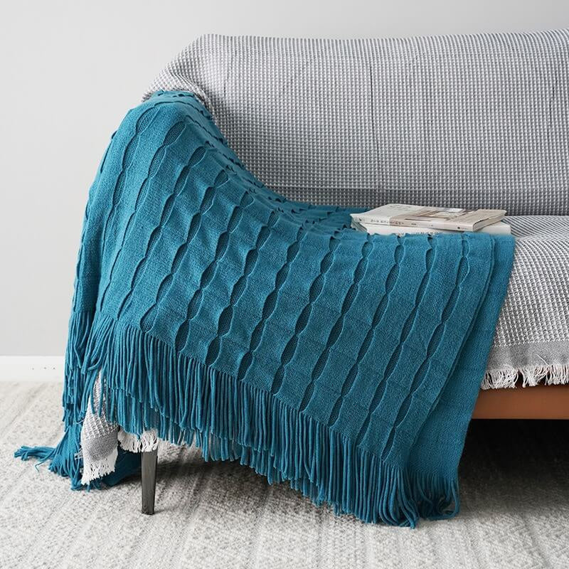 Lofaris Pure Color Knit Blanket Soft And For Bed Or Sofa