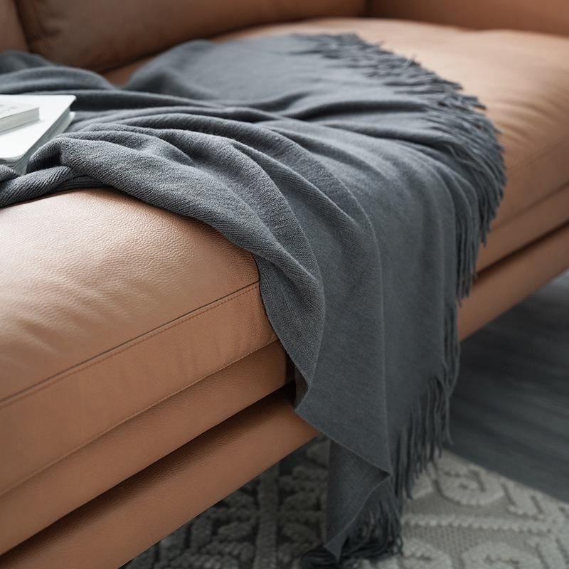 Lofaris Pure Color Knitted Blanket Decorated Sofa Cover