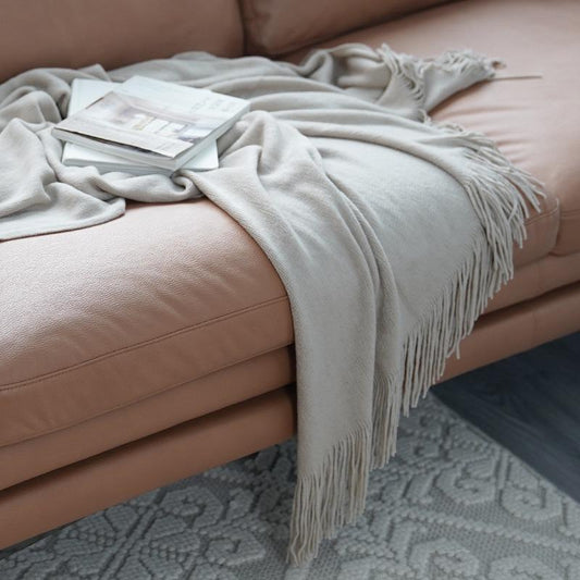 Lofaris Pure Color Knitted Blanket Decorated Sofa Cover