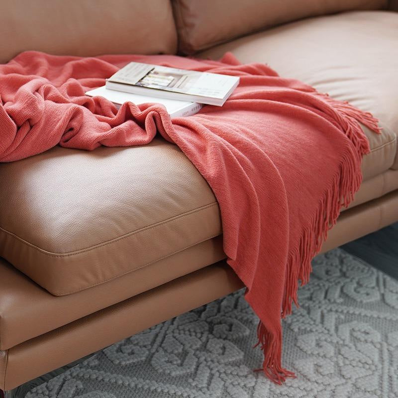 Lofaris Pure Color Knitted Blanket Decorated Sofa Cover
