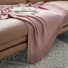 Lofaris Pure Color Knitted Blanket Decorated Sofa Cover