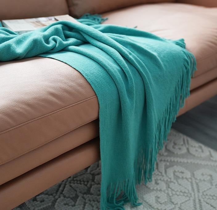 Lofaris Pure Color Knitted Blanket Decorated Sofa Cover