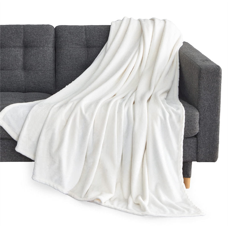 Lofaris Pure White Fleece 300GSM Bed Couch Throw Blanket For Kids
