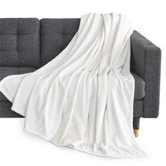 Lofaris Pure White Fleece 300GSM Bed Couch Throw Blanket For Kids