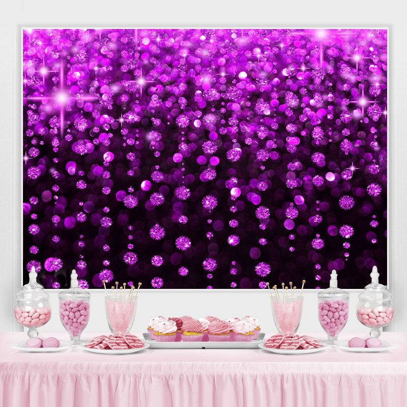 Lofaris Purple And Black Glitter Birthday Backdrop For Girl