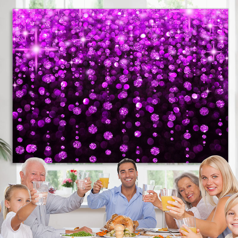 Lofaris Purple And Black Glitter Birthday Backdrop For Girl