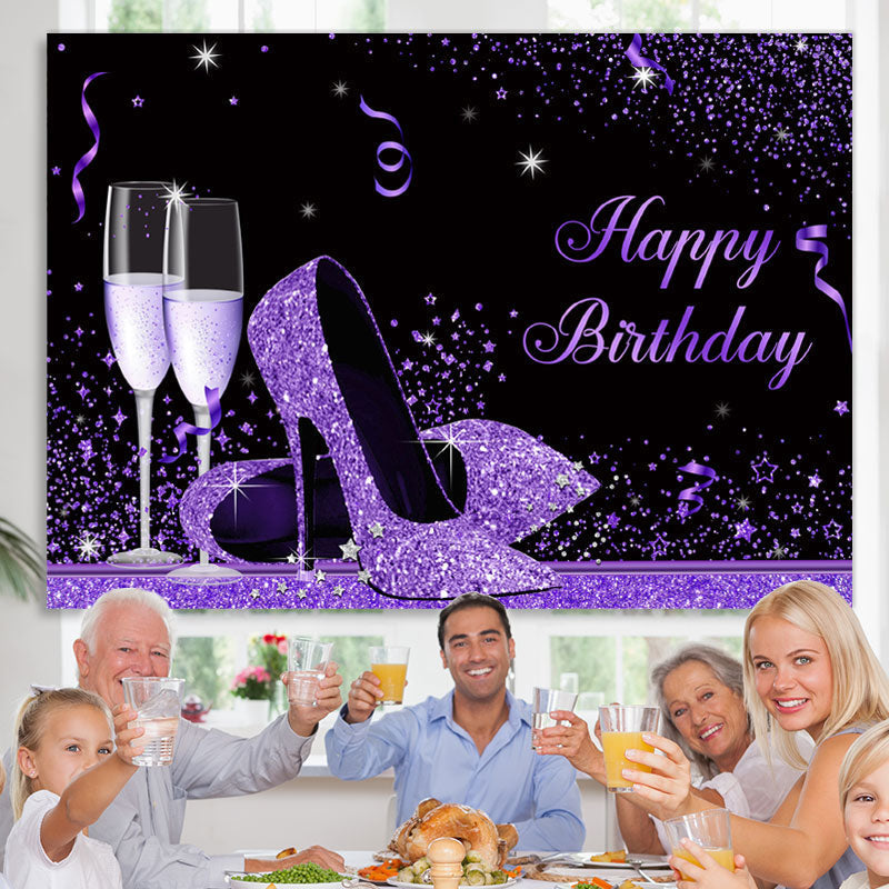 Lofaris Purple And Black Glitter High-Heel With Goblet Backdrop
