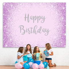 Lofaris Purple And Glitter Dots Silver Happy Birthday Backdrop