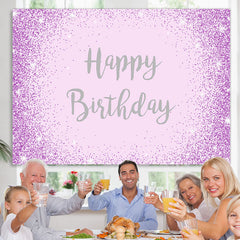 Lofaris Purple And Glitter Dots Silver Happy Birthday Backdrop