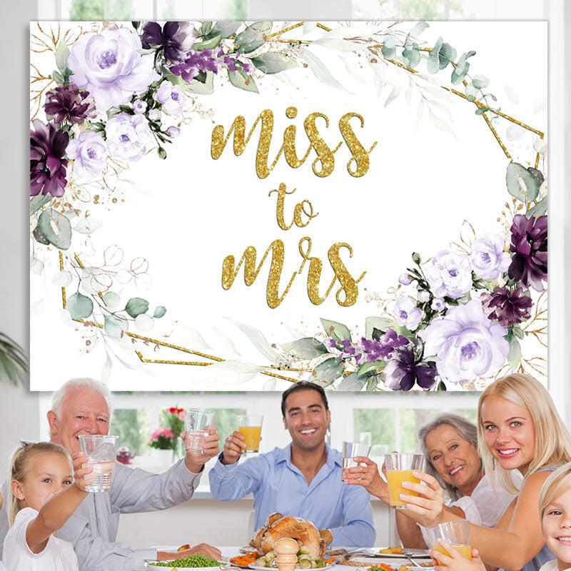 Lofaris Purple And Glitter Floral Miss To Ms Wedding Backdrop