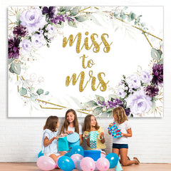 Lofaris Purple And Glitter Floral Miss To Ms Wedding Backdrop