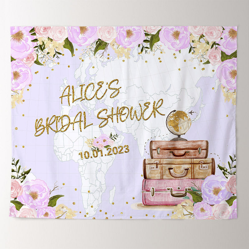 Lofaris Purple And Gold Flowers Traveling Miss To Ms Backdrop