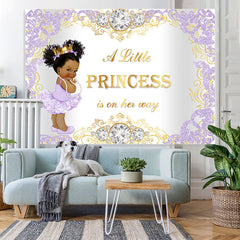 Lofaris Purple and Golden Diamond Baby Shower Backdrop Girl
