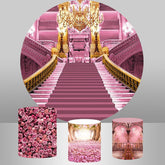 Lofaris Purple And Golden Stair Themed Birthday Circle Backdrop