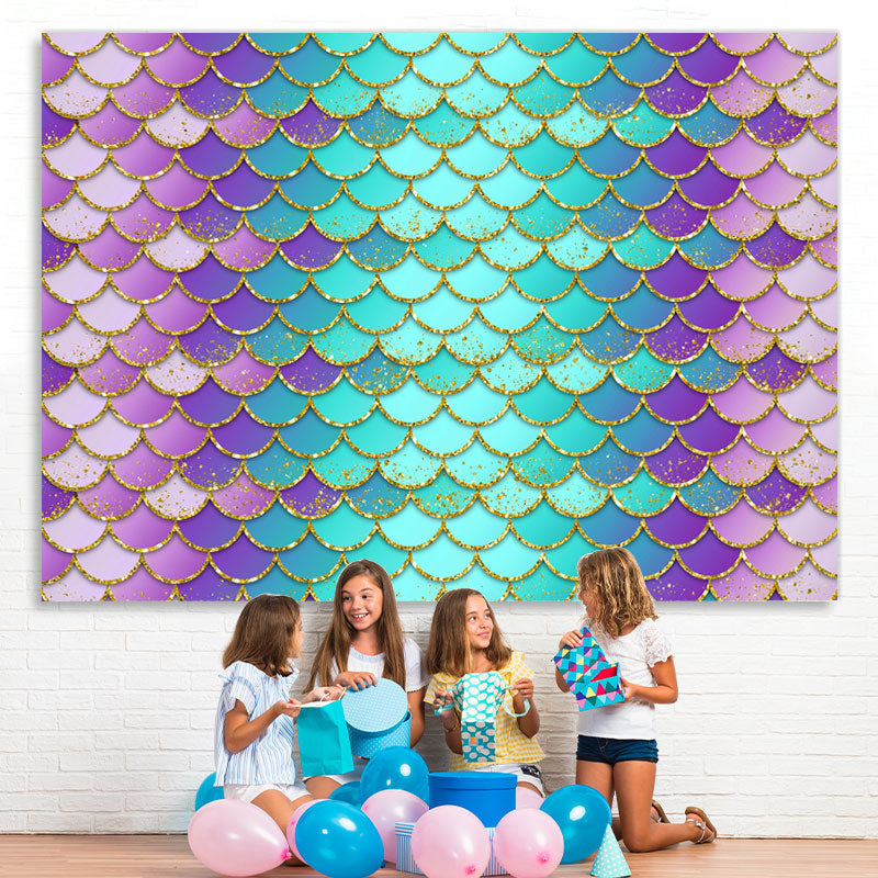 Lofaris Purple and Green Scales Little Mermaid Themed Backdrop