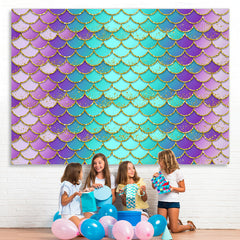 Lofaris Purple and Green Scales Little Mermaid Themed Backdrop