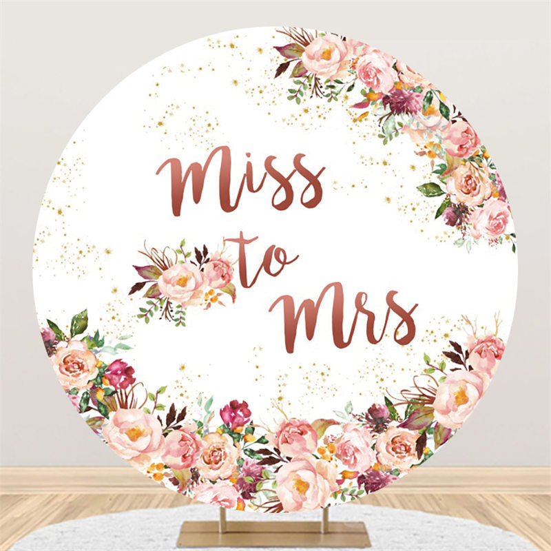 Lofaris Purple And Pink Flowers Happy Birthday Round Backdrop