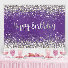 Lofaris Purple and Shinning Bokeh Dots Happy Birthday Backdrop