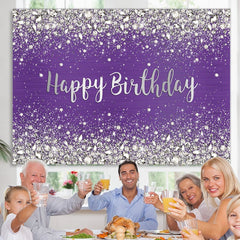 Lofaris Purple and Shinning Bokeh Dots Happy Birthday Backdrop