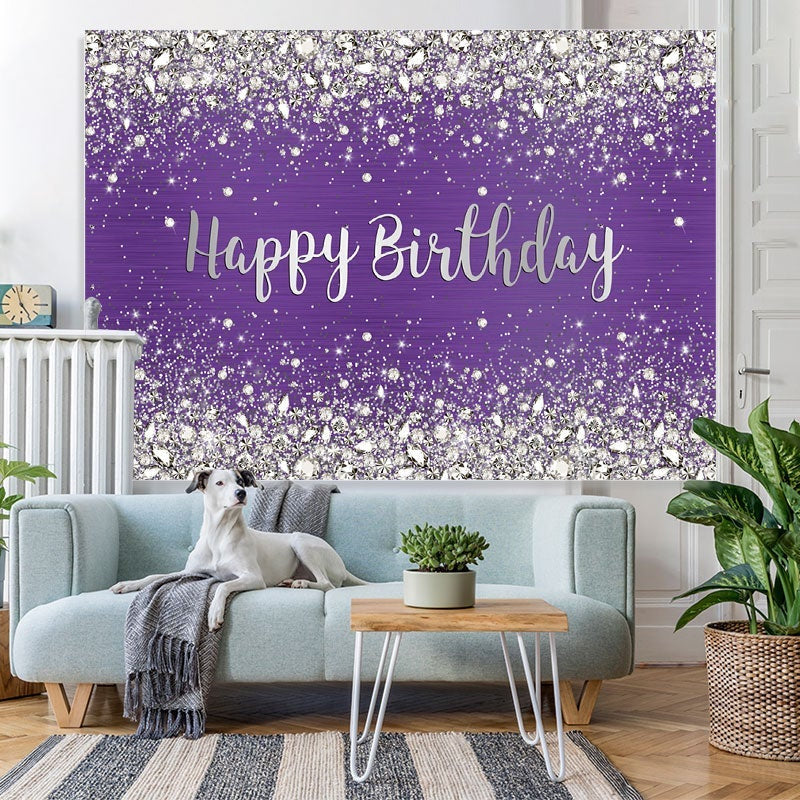 Lofaris Purple and Shinning Bokeh Dots Happy Birthday Backdrop