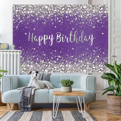 Lofaris Purple and Shinning Bokeh Dots Happy Birthday Backdrop