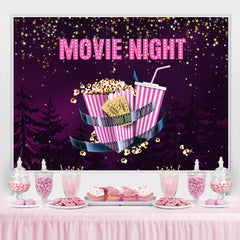 Lofaris Purple Black Sky With Star Movie Night Popcorn Backdrop
