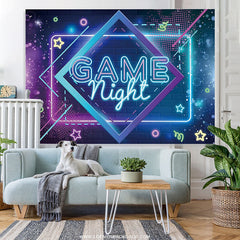 Lofaris Purple Blue Bokeh Game Night Happy Birthday Backdrop
