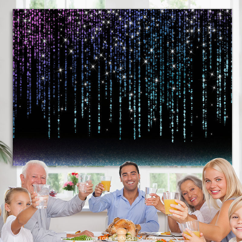 Lofaris Purple Blue Bokeh Glitter Black Birthday Party Backdrop