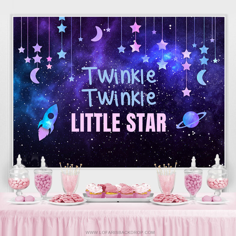 Lofaris Purple Blue Star Night Baby Shower Backdrop For Decro